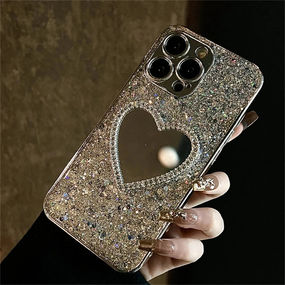 Mirror Sequins Case For iPhone 17 Air 16 14 15 13 12 11 Pro Max Lens Protection Cover