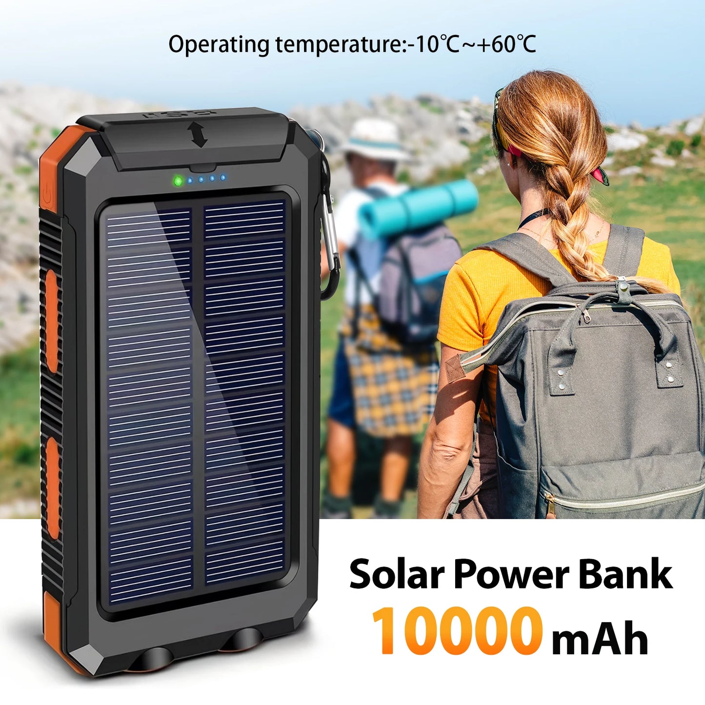 30000mAh Solar Power Bank Portable Charging Poverbank Dual 5V USB Ports 2 LED Light Flashlight for Iphone Outdoor Camping Hik