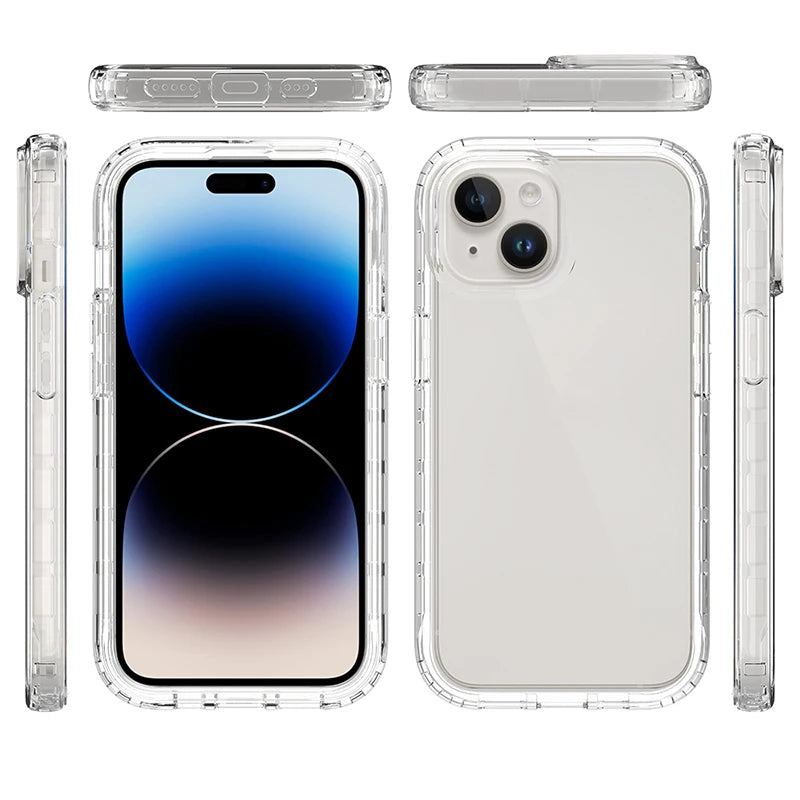 Full Protection Transparent Clear Phone Case for iPhone 17 16E 16 Pro Max 15 14 13 12 Mini 11 XS Max Soft Shockproof Back Cover