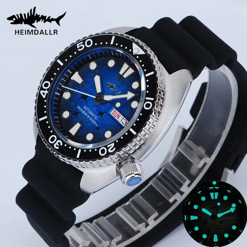 HEIMDALLR Diver Men's Watch Turtle King Sapphire Crystal 316L Steel NH36 200M Water Resistant Luminous Automatic Mechanica Watch