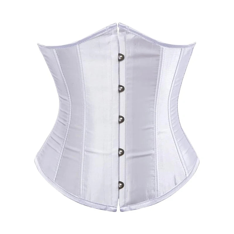 BurVogue Women's Satin Underbust Corset Bustier Waist Training Cincher Plus Size Lace Up Bustiers & Corsets