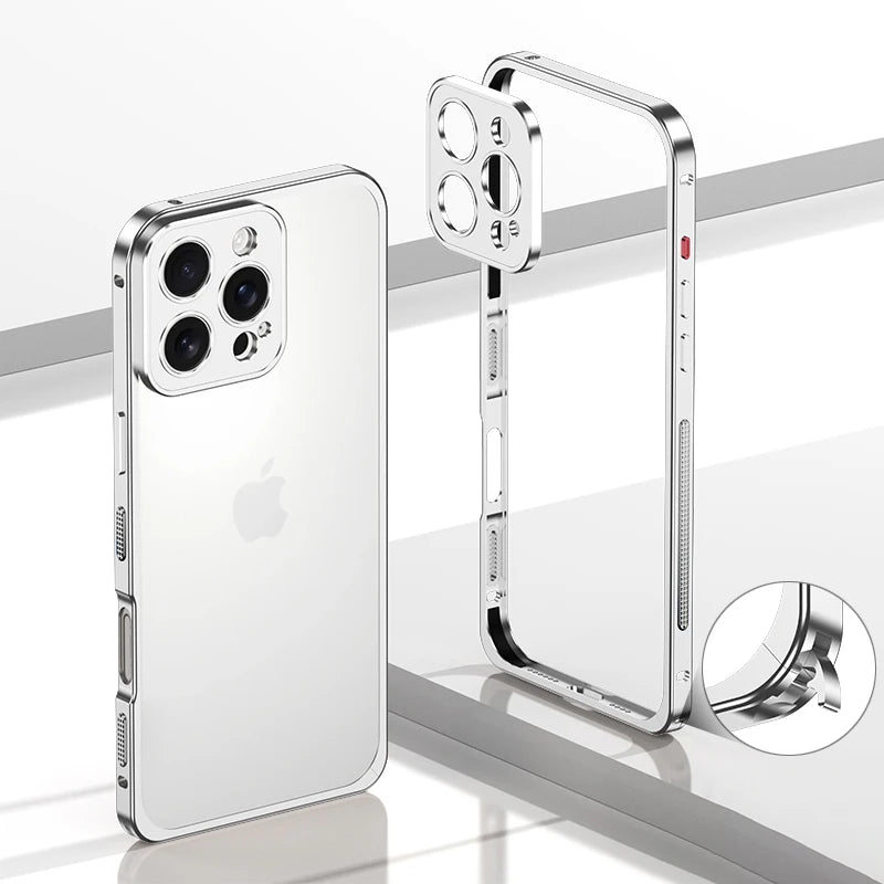 Metal Frame Bumper Phone Case For iPhone 17 16 15 14 13 Pro Max Plus 17Air Aluminum Alloy Lens Heat Dissipation Shockproof Cover