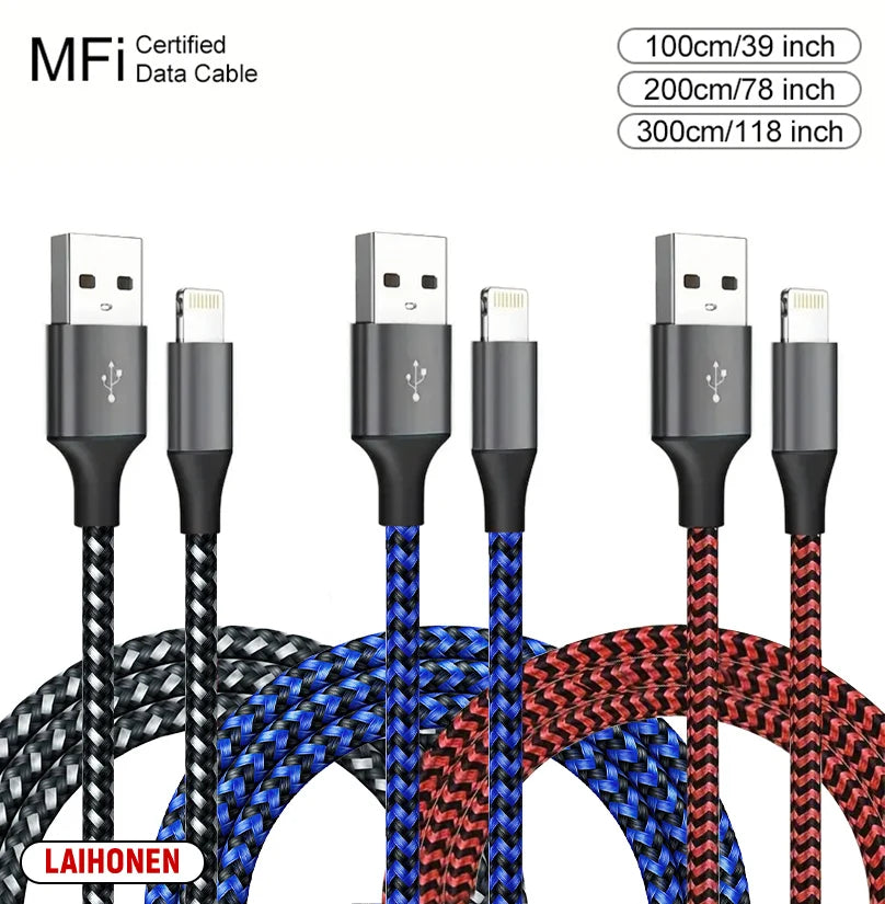 1M 2M 3M USB A To Lightning MFi Certified Cable For iPhone 14 13 12 11 X XR Pro Max Fast Charging Cable Charger Data Wire Cord