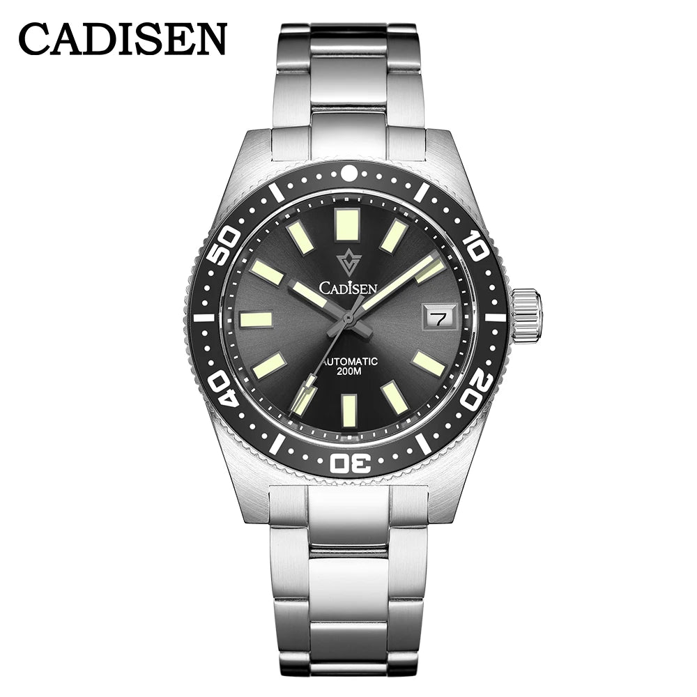 CADISEN New 38mm Diver Mens Watch Japan NH35A Automatic Mechanical Sapphire Glass Date Luminous 200M Waterproof Wrist watch Men