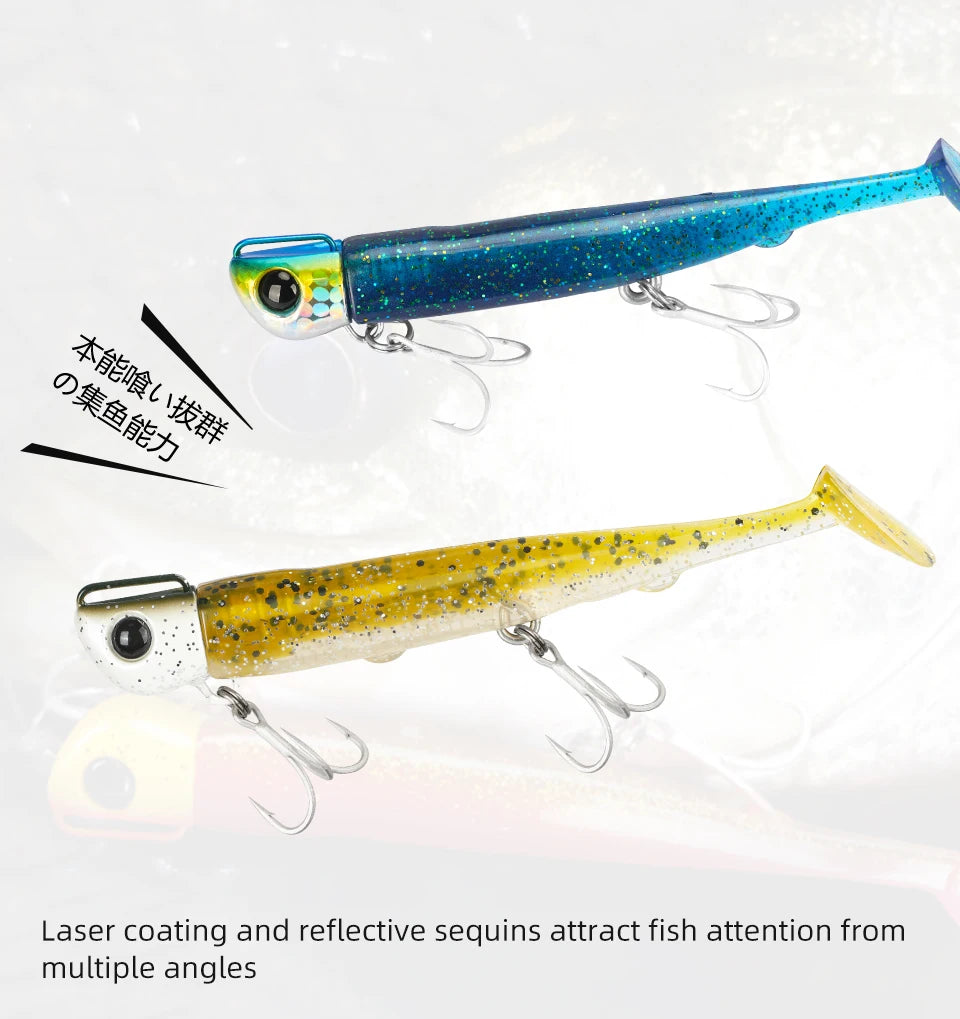Soft Worm 110mm 35g Ultra Long Casting Fishing Lure For Seabass Flounder Sea Fishing Soft Bait With Jig Hooks