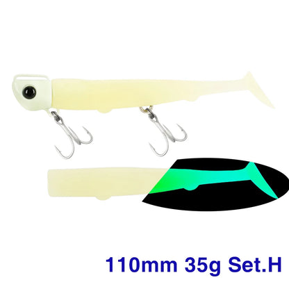 Soft Worm 110mm 35g Ultra Long Casting Fishing Lure For Seabass Flounder Sea Fishing Soft Bait With Jig Hooks