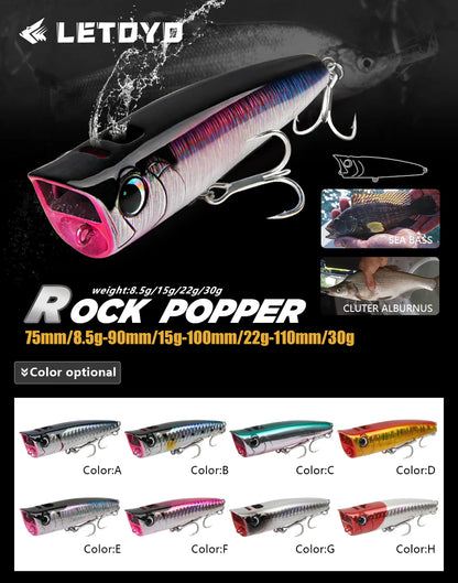 Popper 8.5-30g floating Rock pop Artificial Hard Baits for Bass Perch Pike Fishing Lure