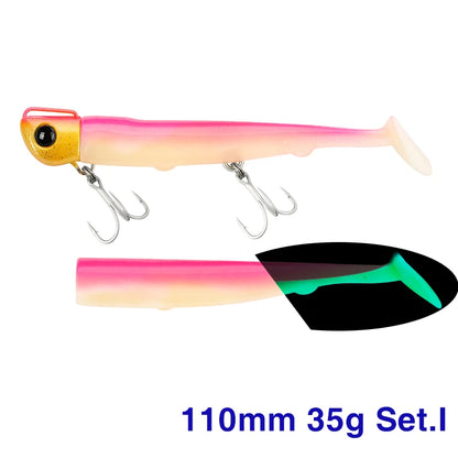 Soft Worm 110mm 35g Ultra Long Casting Fishing Lure For Seabass Flounder Sea Fishing Soft Bait With Jig Hooks
