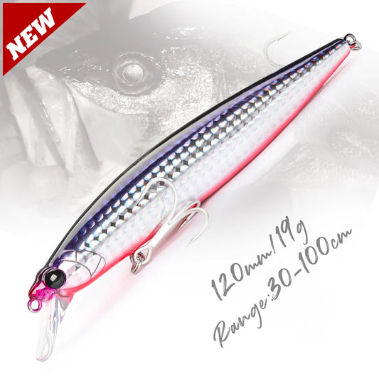 120F Ultra-long Casting Floating Saltwater Minnow 120mm 19g  Weight Artificial Bait