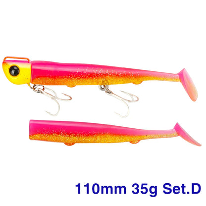 Soft Worm 110mm 35g Ultra Long Casting Fishing Lure For Seabass Flounder Sea Fishing Soft Bait With Jig Hooks