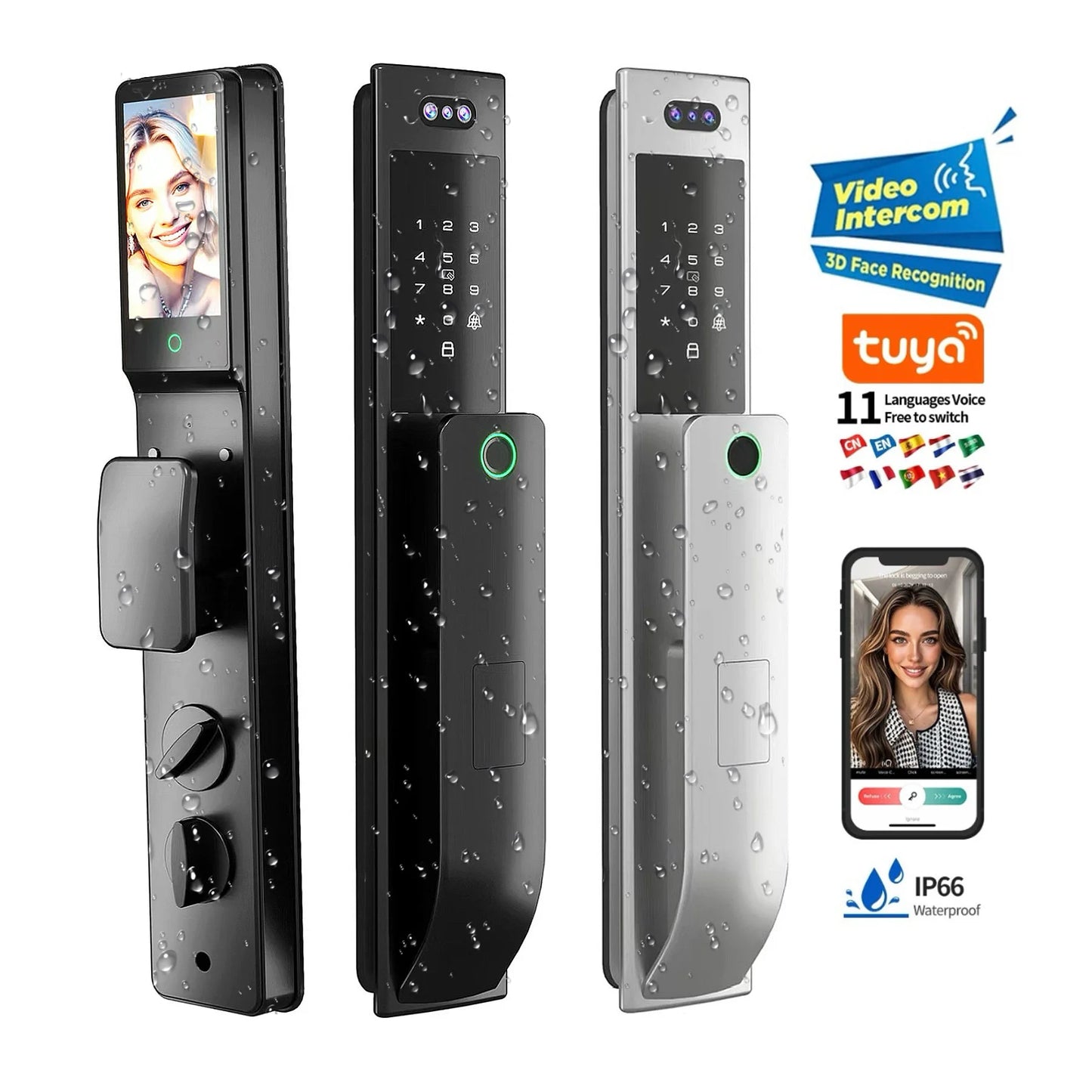 Israeli  Automatic Electronic Palm Biometric WIFI 3D Face Recognition Digital Card Video Rfid Hotel Locks