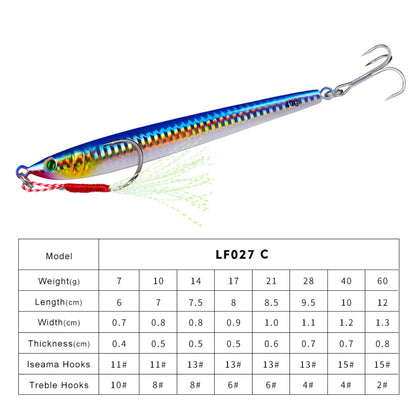 Metal Jig Bait Weight 7g-60g Trolling hard bait bass fishing tackle trout diving bait Sea Fishing Lures Pesca