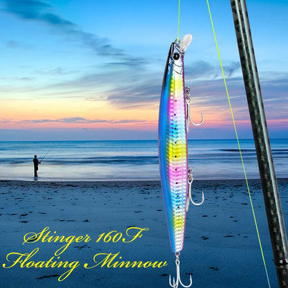 Floating Minnow Fishing Lure STINGER 163mm 31g Long Casting Artificial Seabass Saltwater Large Hard Baits
