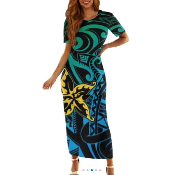 Samoa Tapa Puletasi PTaha Puletaha Samoan Dress & Maxi Skirt Set for Women Sweet Style 2Pcs Tops