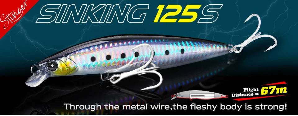 Floating Minnow Fishing Lure STINGER 163mm 31g Long Casting Artificial Seabass Saltwater Large Hard Baits