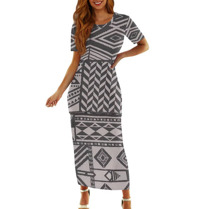 Samoa Tapa Puletasi PTaha Puletaha Samoan Dress & Maxi Skirt Set for Women Sweet Style 2Pcs Tops