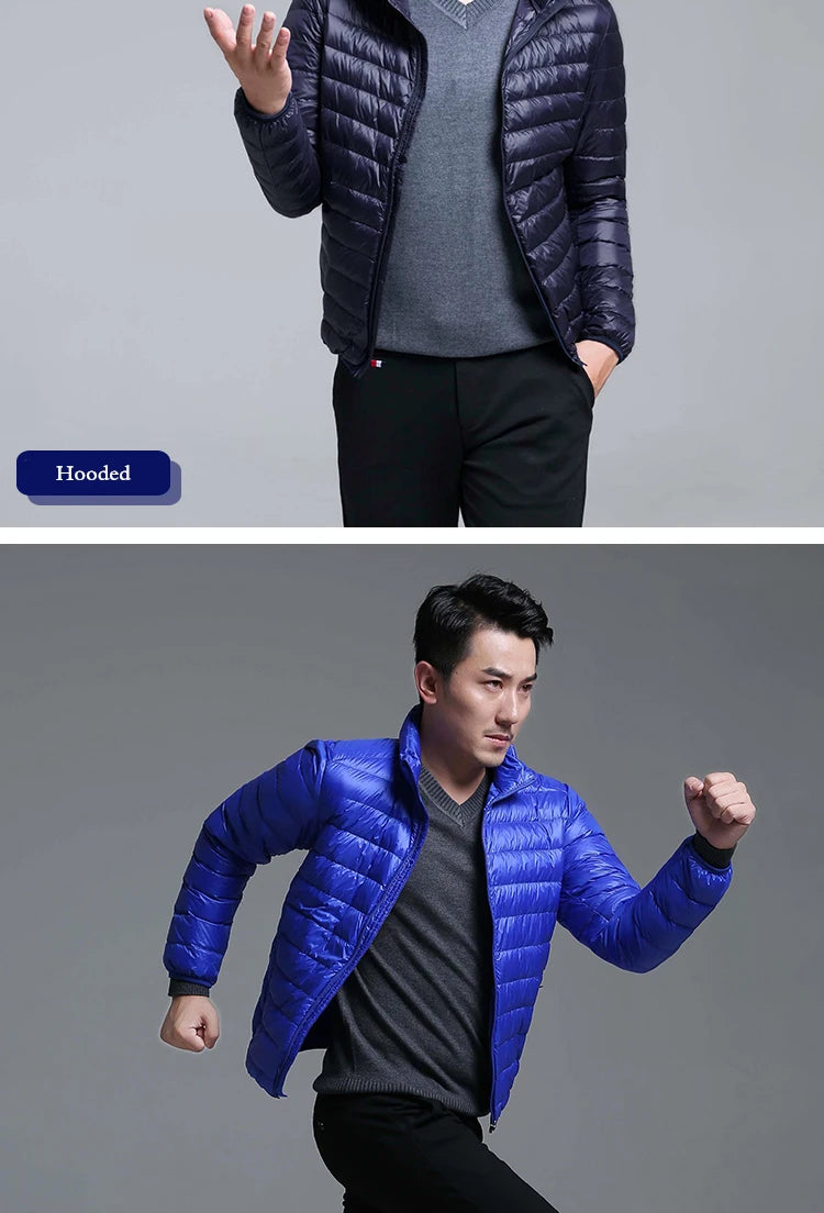 Plus Size Men Puffer Jacket Spring Winter Ultra Lightweight Packable Down Jacket Water Wind-Resistant Breathable Coat