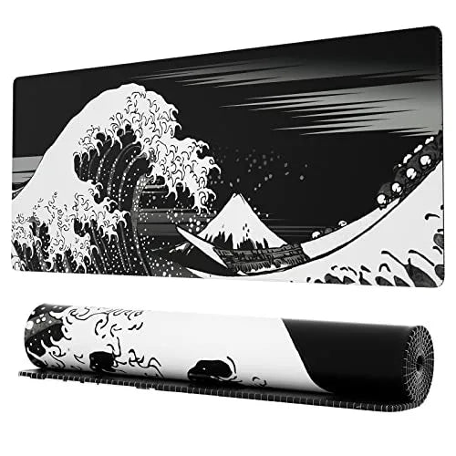 Large Gaming Mouse Pad With Stitched Edges Japanese Great Wave Anime Desk Mat  for Keyboard and Mouse Waterproof Customization