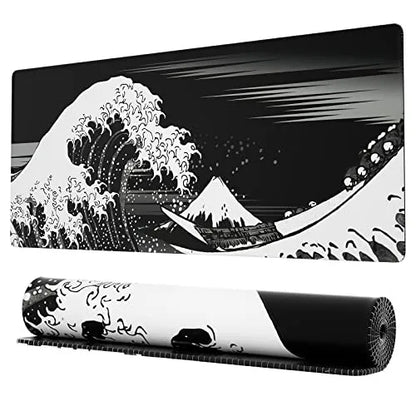 Large Gaming Mouse Pad With Stitched Edges Japanese Great Wave Anime Desk Mat  for Keyboard and Mouse Waterproof Customization