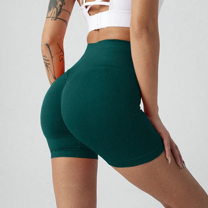 Women's High-Waisted Athletic Leggings Yoga Biker Shorts Scrunch Butt Elastic Waist Closure Solid Pattern Workout Gym Shorts