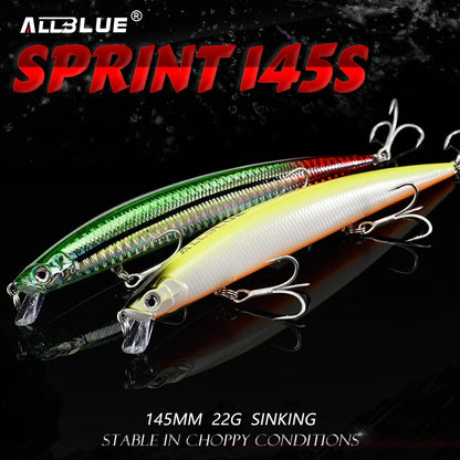 Sinking Minnow Longcast Jerkbait Fishing Lure 145mm 22G Off Shore Saltwater Sea Bass Artificial Bait Tackle