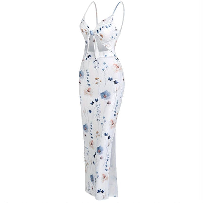 Night dresses for woman sexy tight knit bow sleeveless halter dress backless halter  floor length  long gowns for women elegant