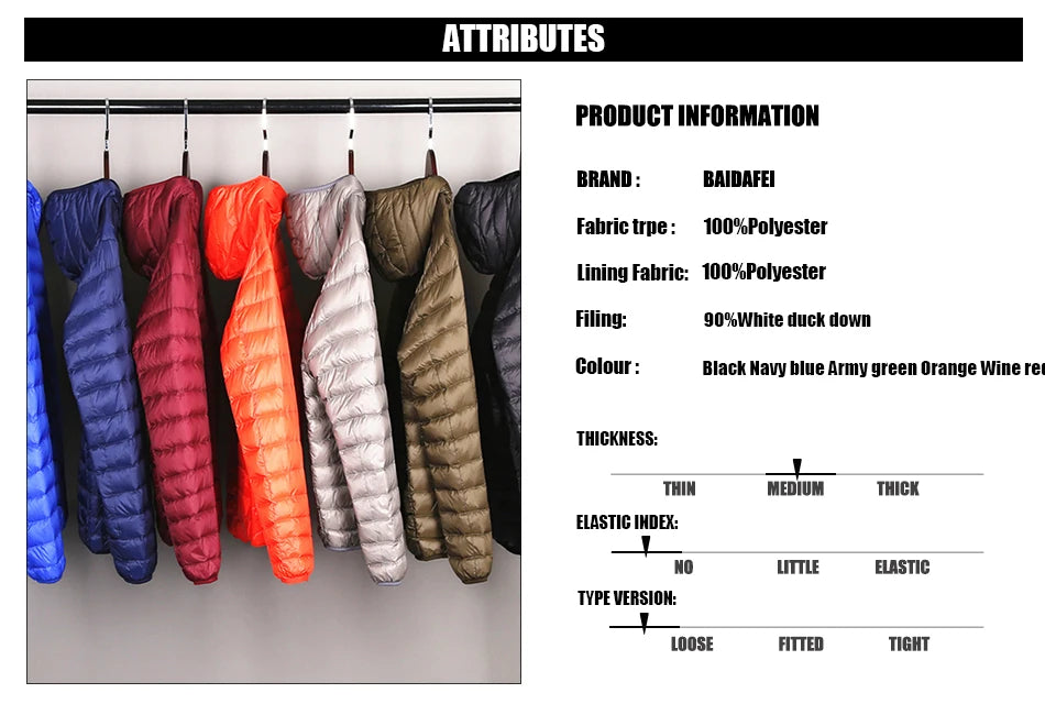 Plus Size Men Puffer Jacket Spring Winter Ultra Lightweight Packable Down Jacket Water Wind-Resistant Breathable Coat