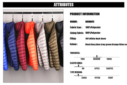 Plus Size Men Puffer Jacket Spring Winter Ultra Lightweight Packable Down Jacket Water Wind-Resistant Breathable Coat