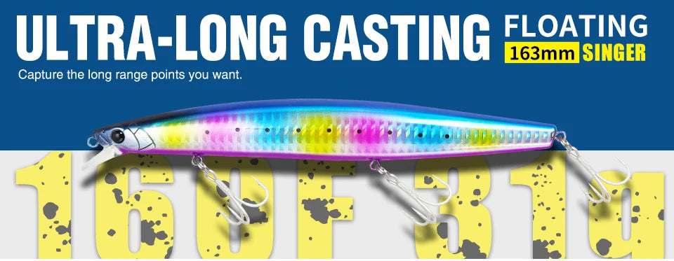 Ultra-long Casting Floating Minnow 173mm 37.5g Saltwater Fishing Lure STINGER Artificial Large Hard Baits