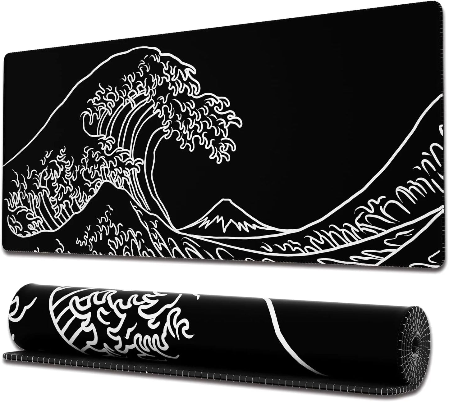 Large Gaming Mouse Pad With Stitched Edges Japanese Great Wave Anime Desk Mat  for Keyboard and Mouse Waterproof Customization