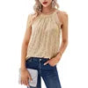 Solid Color Neck Hanging Style Women's Sequin Feeling Micro Elastic Suspender Sequin Vest