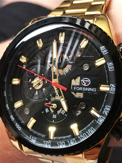 Forsining Three Dial Calendar Stainless Steel Men Mechanical Automatic Wrist Watches Top Brand Luxury Military Sport Male Clock