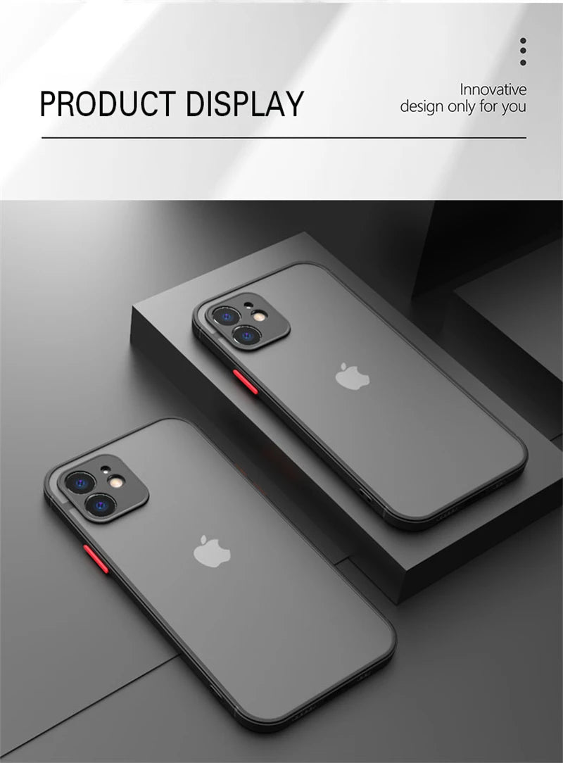 Luxury Matte Transparent Phone Case For iPhone 17 Air 16 E 15 14 13 12 11 Pro Max Plus Mini Silicone Clear Hard PC Back Cover