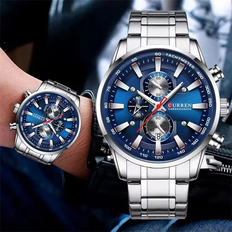 Curren 8351 Man Watches Quartz Stainless Steel Band Clock Luminous Hands Luxury Business Sporty Chronograph Wristwatches For Men