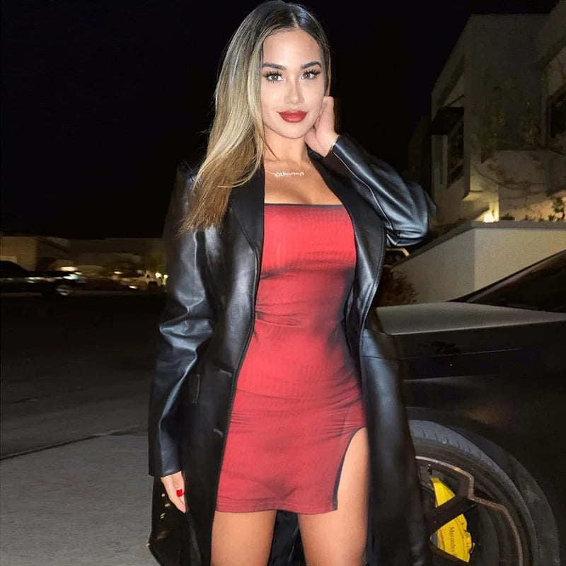 Mesh Double Layer Sexy Skinny Dress Women Sleeveless Party Bodycon Bandage Elastic Split Trend Clubwear Slim Outfit