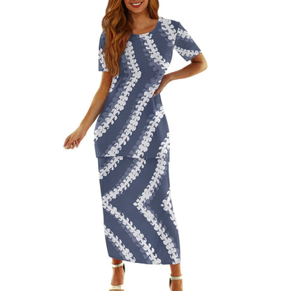 Samoa Tapa Puletasi PTaha Puletaha Samoan Dress & Maxi Skirt Set for Women Sweet Style 2Pcs Tops