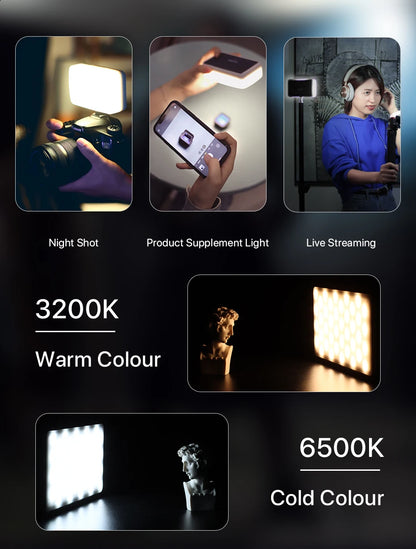 Led Video Light 3200-6500K With Diffuser RGB Effect Camera Light Vlog Fill Light Photography Lighting Studio Lamp