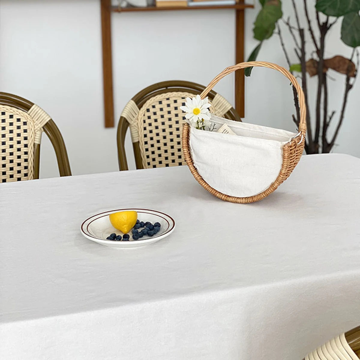 Cotton Hemstitch White Tablecloth Table Decor Custom Rectangle Square Round Dining Table Cover for Hotel Home for Wedding Party