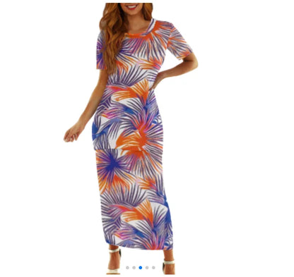 Samoa Tapa Puletasi PTaha Puletaha Samoan Dress & Maxi Skirt Set for Women Sweet Style 2Pcs Tops