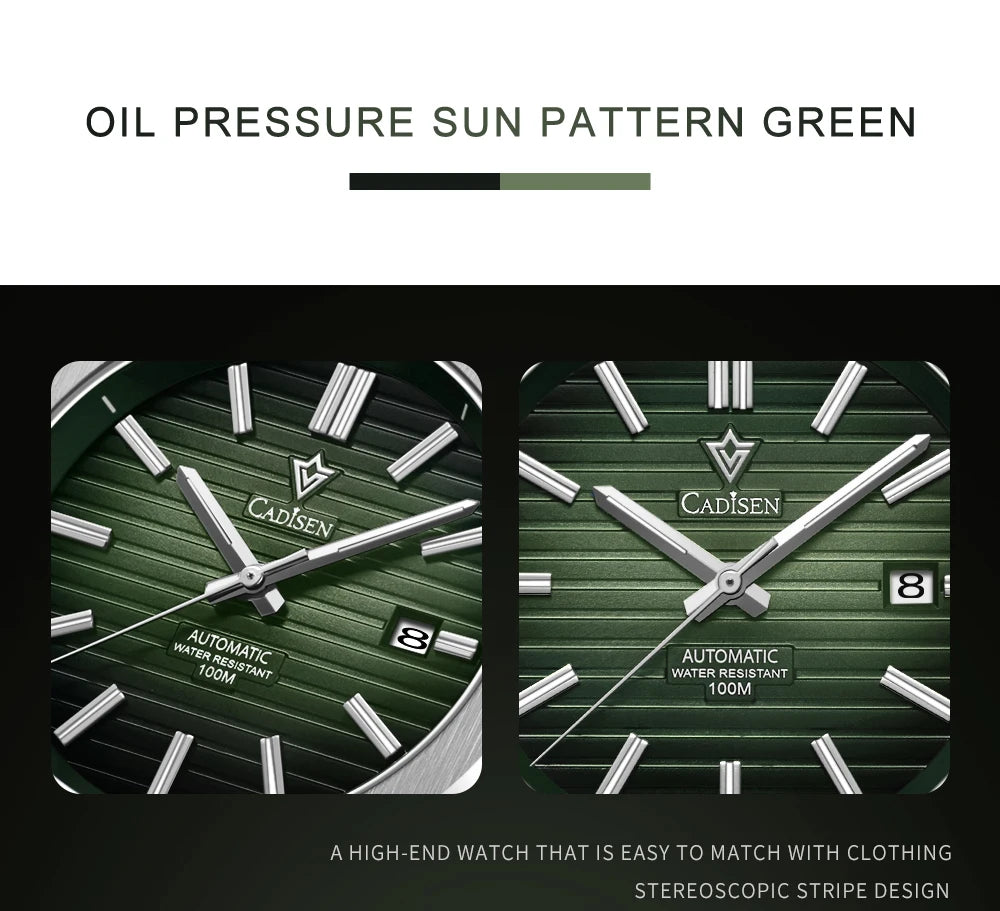 CADISEN Diver Watch Retro Luxury Sapphire MIYOTA 8215 German Designer Men Automatic Mechanical Watches 10Bar Waterproof Luminous