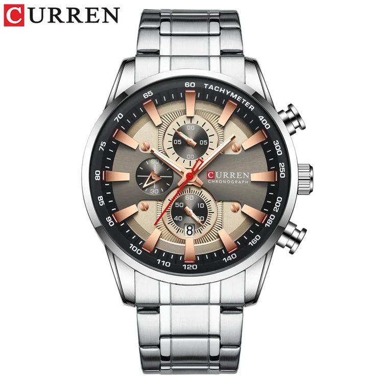 Curren 8351 Man Watches Quartz Stainless Steel Band Clock Luminous Hands Luxury Business Sporty Chronograph Wristwatches For Men