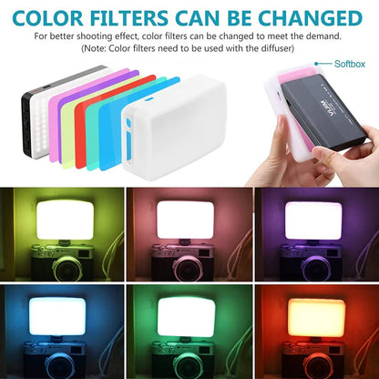 Led Video Light 3200-6500K With Diffuser RGB Effect Camera Light Vlog Fill Light Photography Lighting Studio Lamp