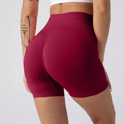 Women's High-Waisted Athletic Leggings Yoga Biker Shorts Scrunch Butt Elastic Waist Closure Solid Pattern Workout Gym Shorts