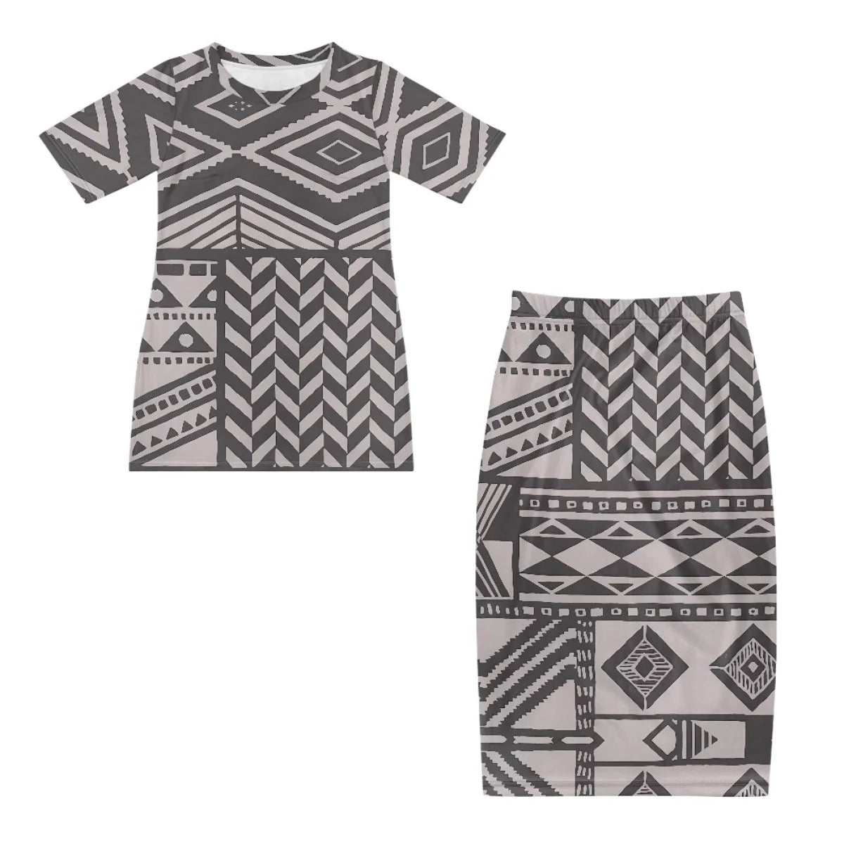 Samoa Tapa Puletasi PTaha Puletaha Samoan Dress & Maxi Skirt Set for Women Sweet Style 2Pcs Tops