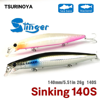 Sinking Minnow Fishing Baits140mm Saltwater Lures Pike Big Game Sea Fishing Tackle Stinger Hard Wobbler