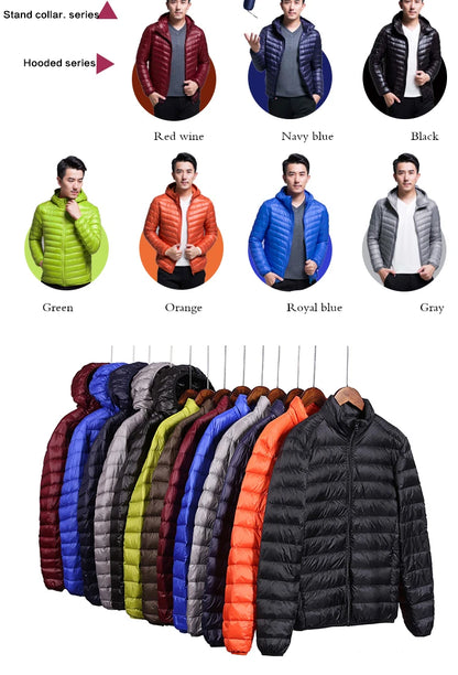 Plus Size Men Puffer Jacket Spring Winter Ultra Lightweight Packable Down Jacket Water Wind-Resistant Breathable Coat
