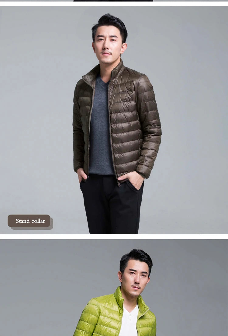 Plus Size Men Puffer Jacket Spring Winter Ultra Lightweight Packable Down Jacket Water Wind-Resistant Breathable Coat