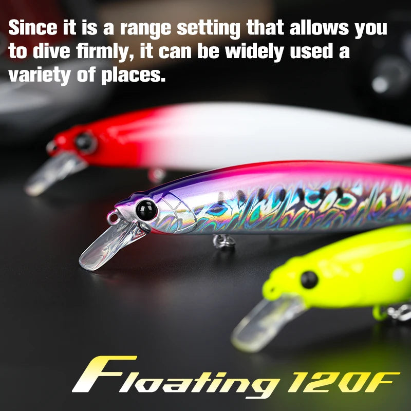Floating Minnow 120mm 19g Long Casting Sea Fishing Lure STINGER  Center Of Gravity Hard Baits