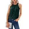 Solid Color Neck Hanging Style Women's Sequin Feeling Micro Elastic Suspender Sequin Vest