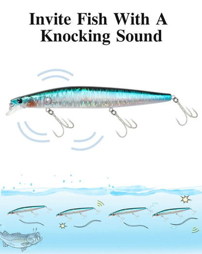 Sinking Minnow Fishing Baits140mm Saltwater Lures Pike Big Game Sea Fishing Tackle Stinger Hard Wobbler